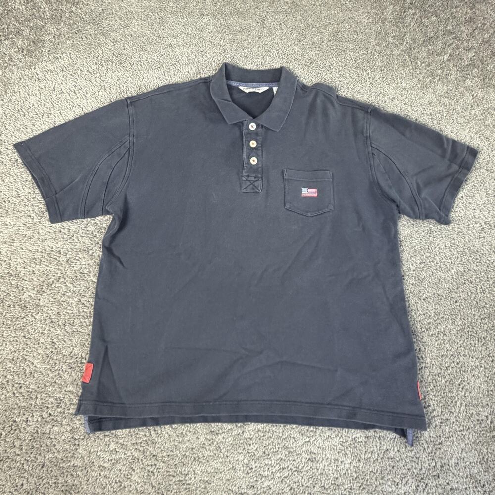 Orvis Polo Shirt Mens L Blue 100% Cotton Pocket Embroidered Relaxed Fit